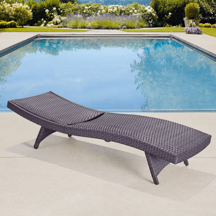 Palm Aire Padded Woven Chaise Lounge with Wheels