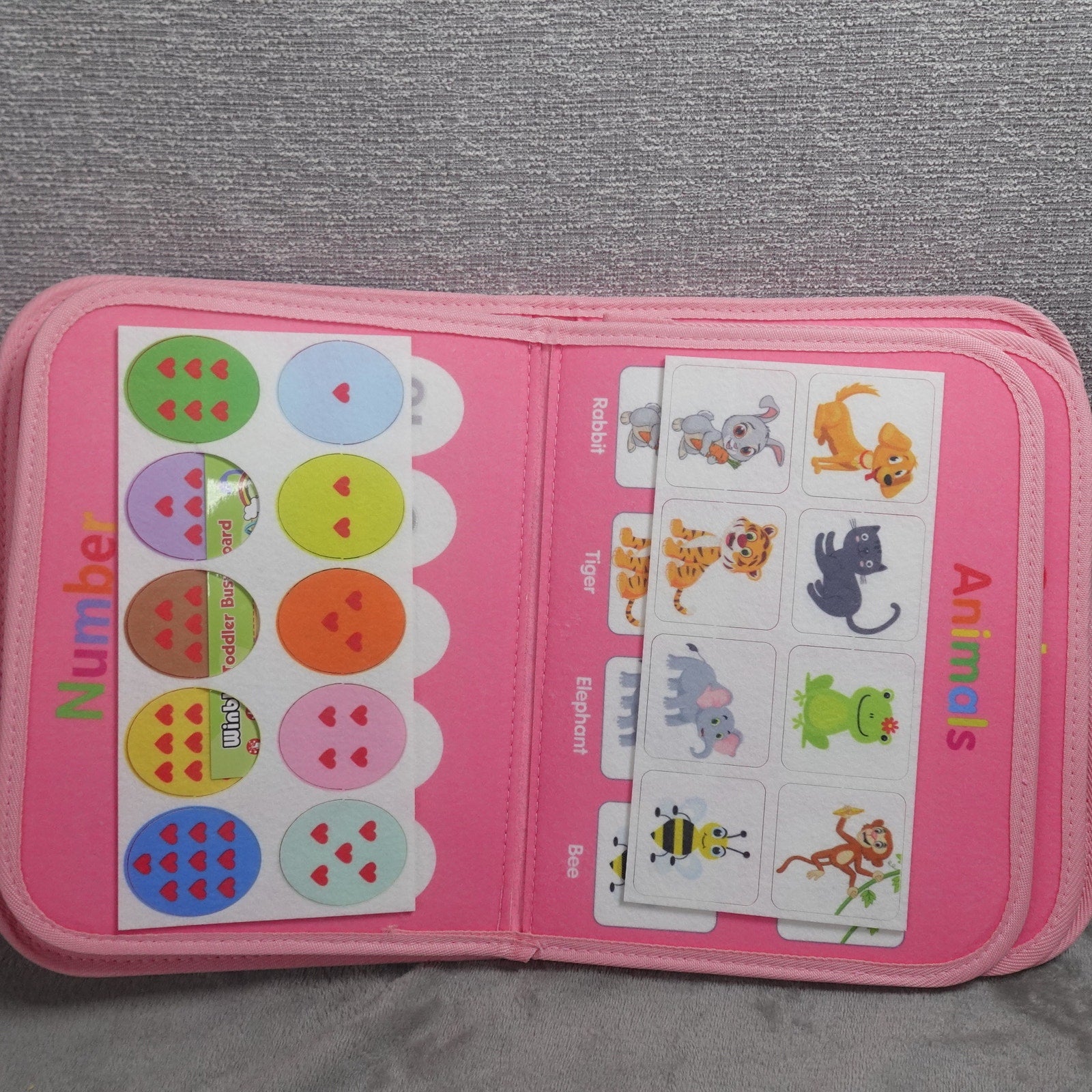 Winblo Busy Board Montessori Toddler Activity Book Sensory Learning Toy Pink NEW