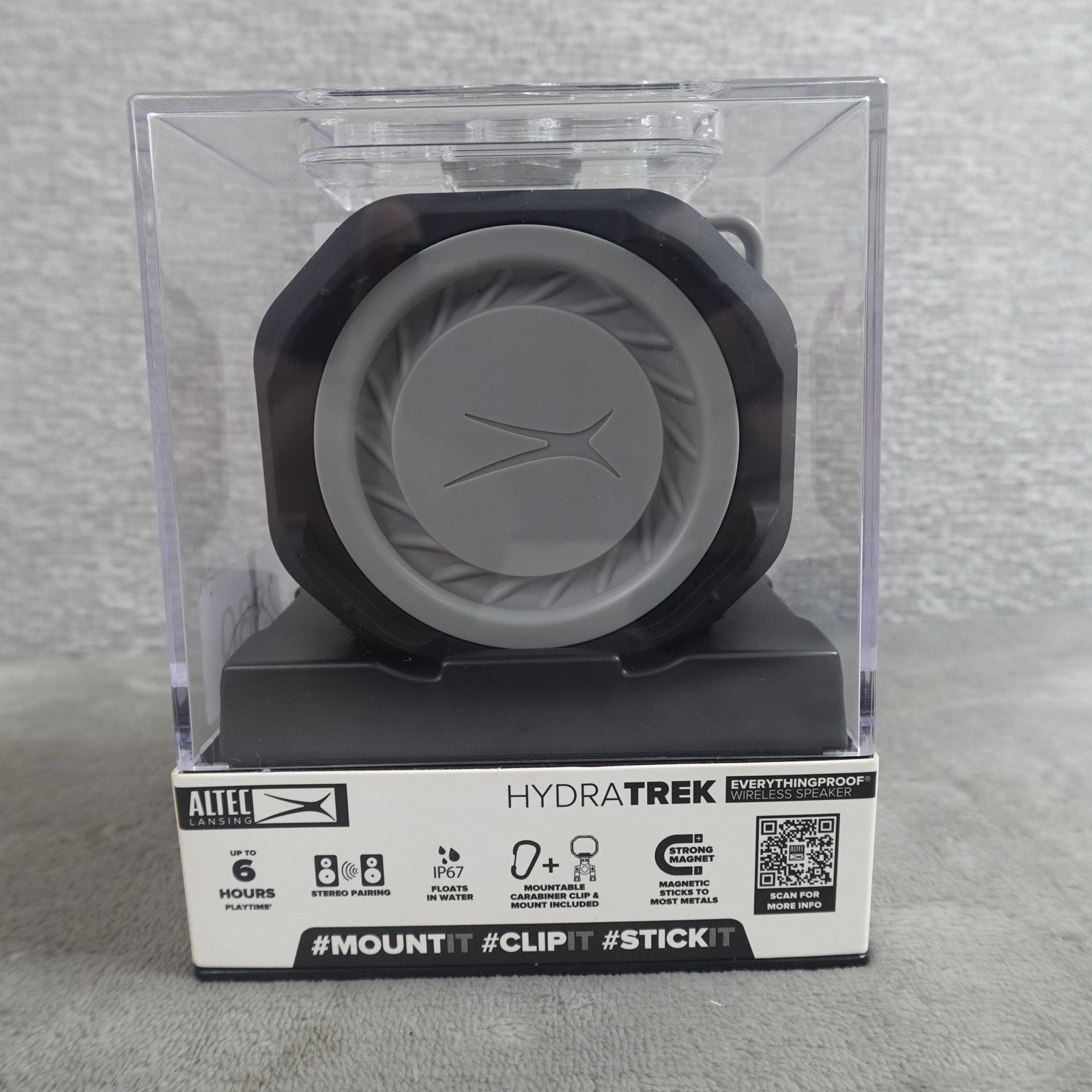 Altec Lansing HydraTrek Bluetooth Wireless Speaker IP67 Waterproof Gray NEW