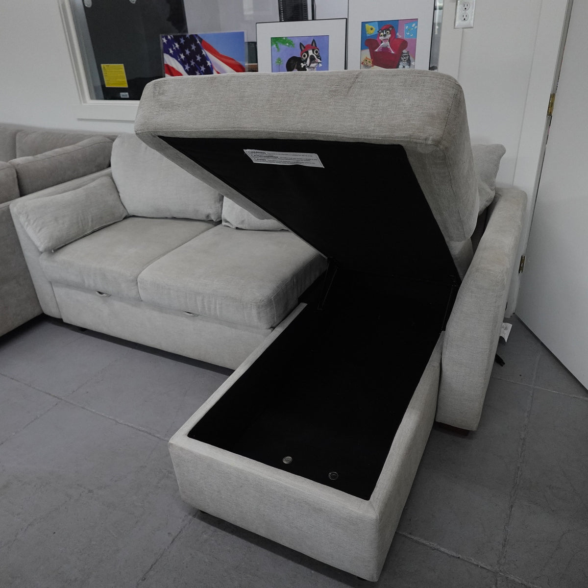 Coddle Luke Sleeper Sofa Reversible Chaise Storage USB Power Gray Fabric
