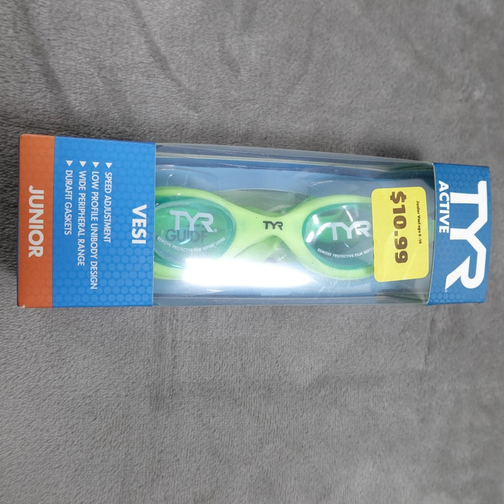 TYR Vesi Junior Swim Goggles Blue/Yellow New Sealed