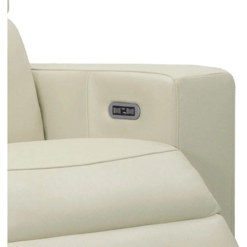 Abbyson Kramer Leather Power Reclining Sofa Cream 3 Seat Recliner Couch