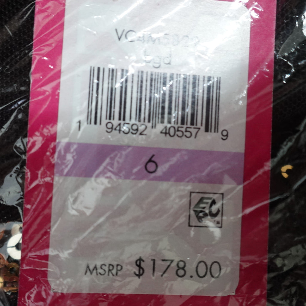 Vince Camuto Black Long Sleeve Mesh Dress with Sequin Stars Women's Size 6