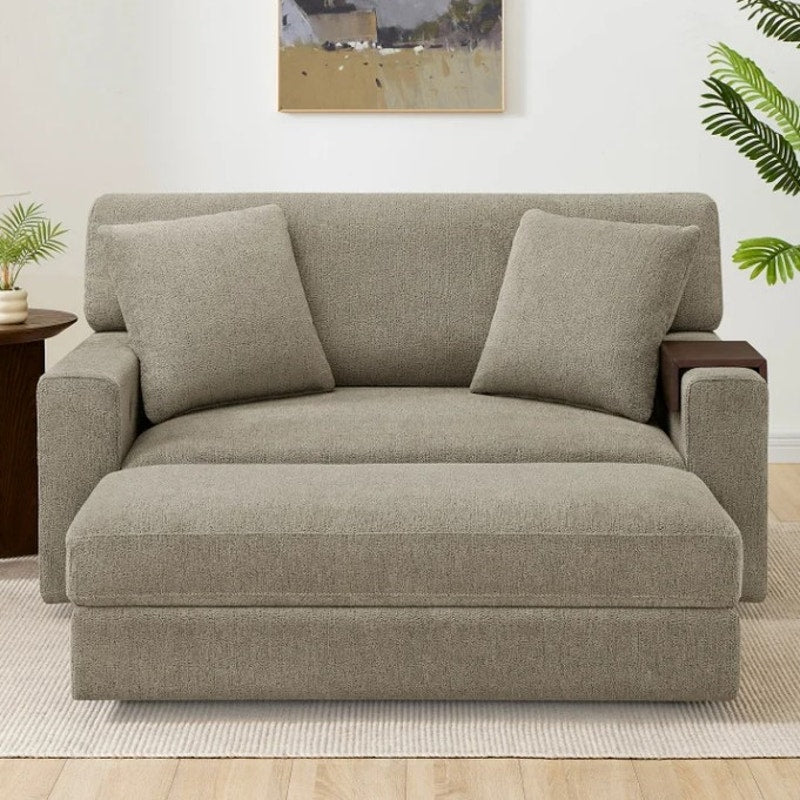 Thomasville Gilroy Fabric Oversized Storage Chair and Ottoman Lounge Chair Set