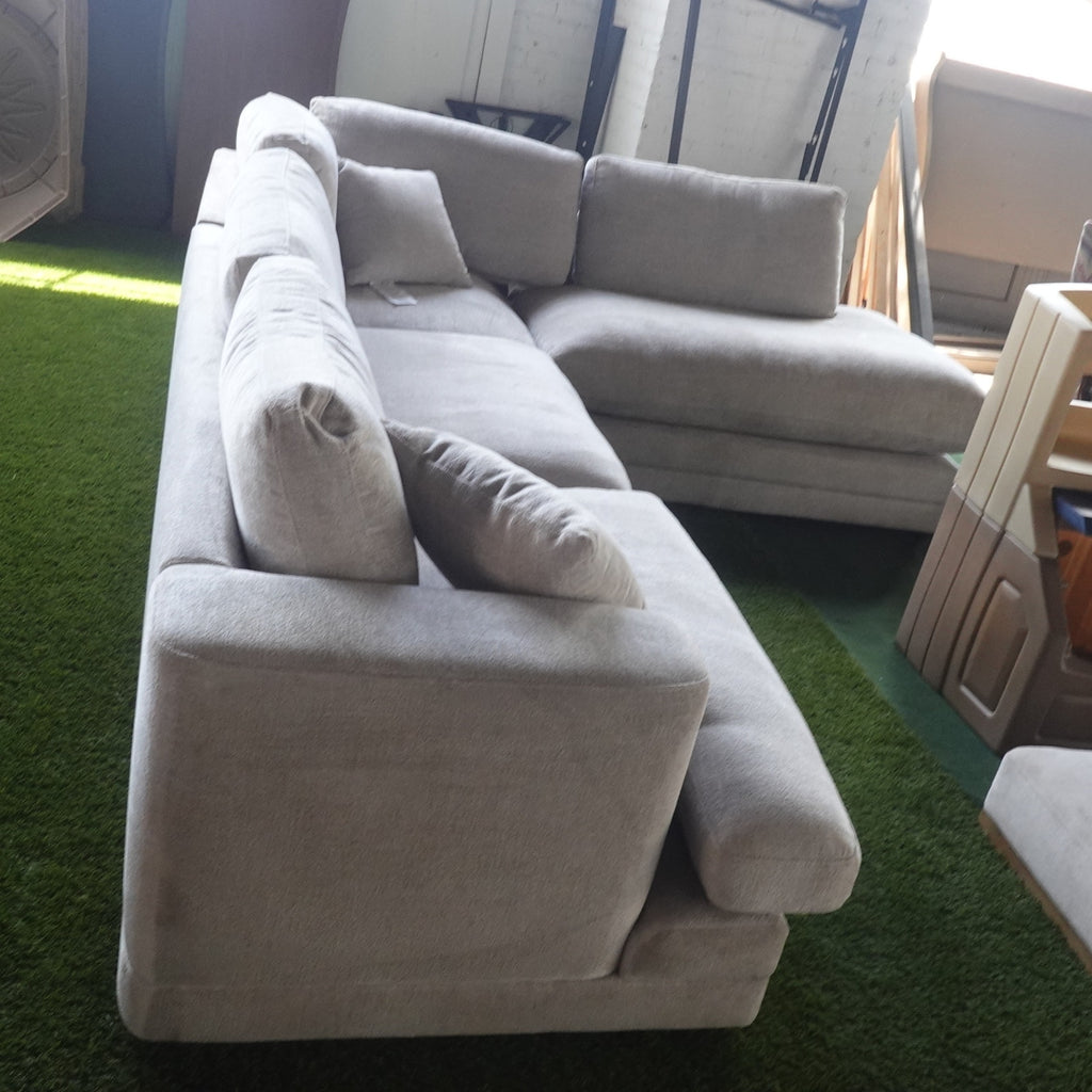 Aiden & Ivy Derry Sectional Sofa Beige Fabric L-Shaped Couch New