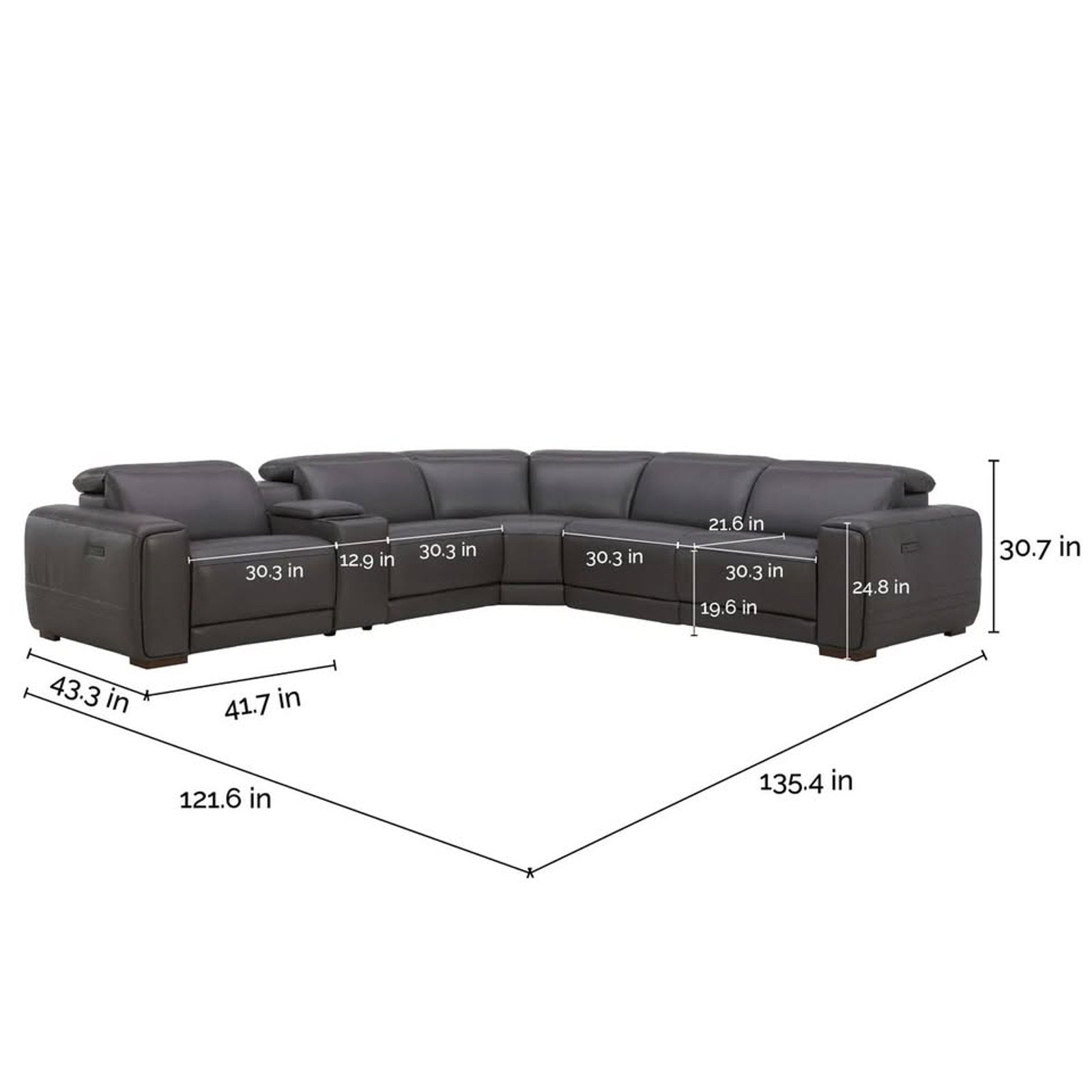 Karson Leather Power Reclining Sectional with Power Headrests