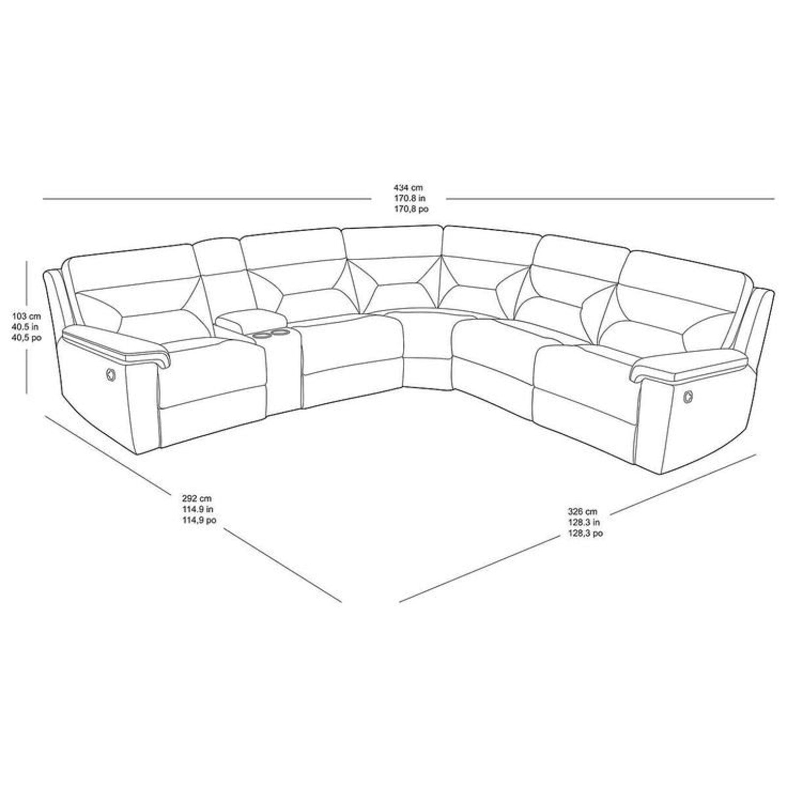 Fletcher 6-piece Fabric Reclining Sectional