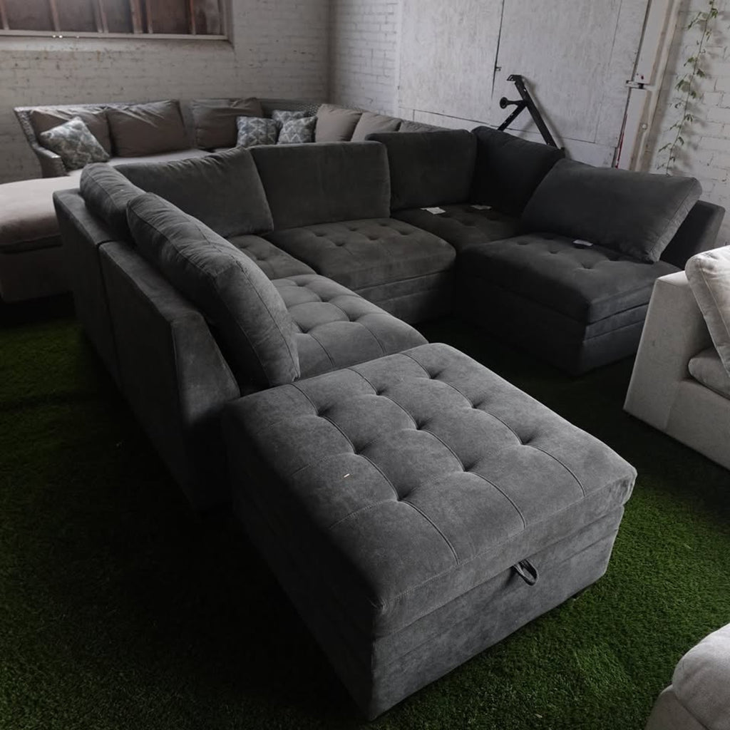 Thomasville Tisdale Modular Sectional 6-piece Dark Gray with Storage Ottoman