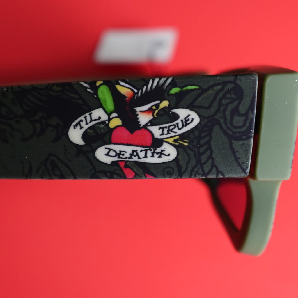 Ed Hardy Camouflage Green Square Frame Sunglasses Black 100% UV Protection