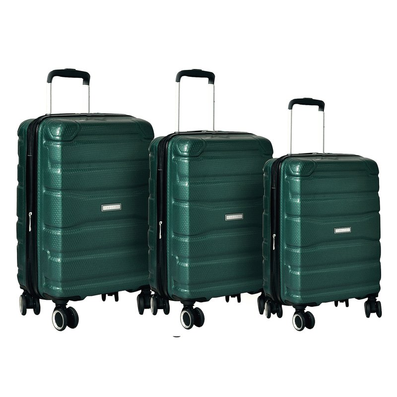 Dejuno Yukon 3-Piece Hardside Luggage Set Green New