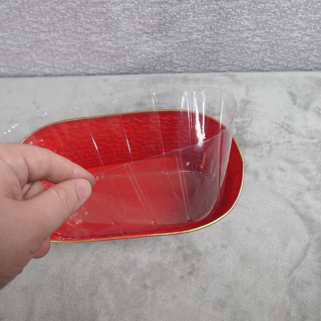 Textured Red Metal Oval Planter Flower Pot Window Box Decorative Cachepot