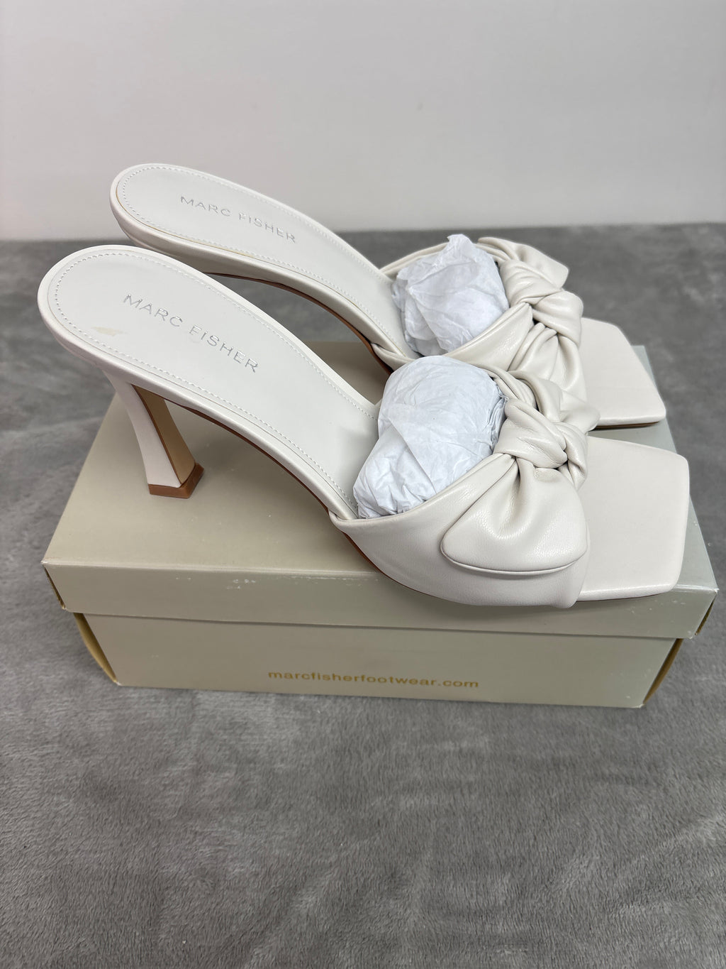 Marc fisher square-toe heeled mules