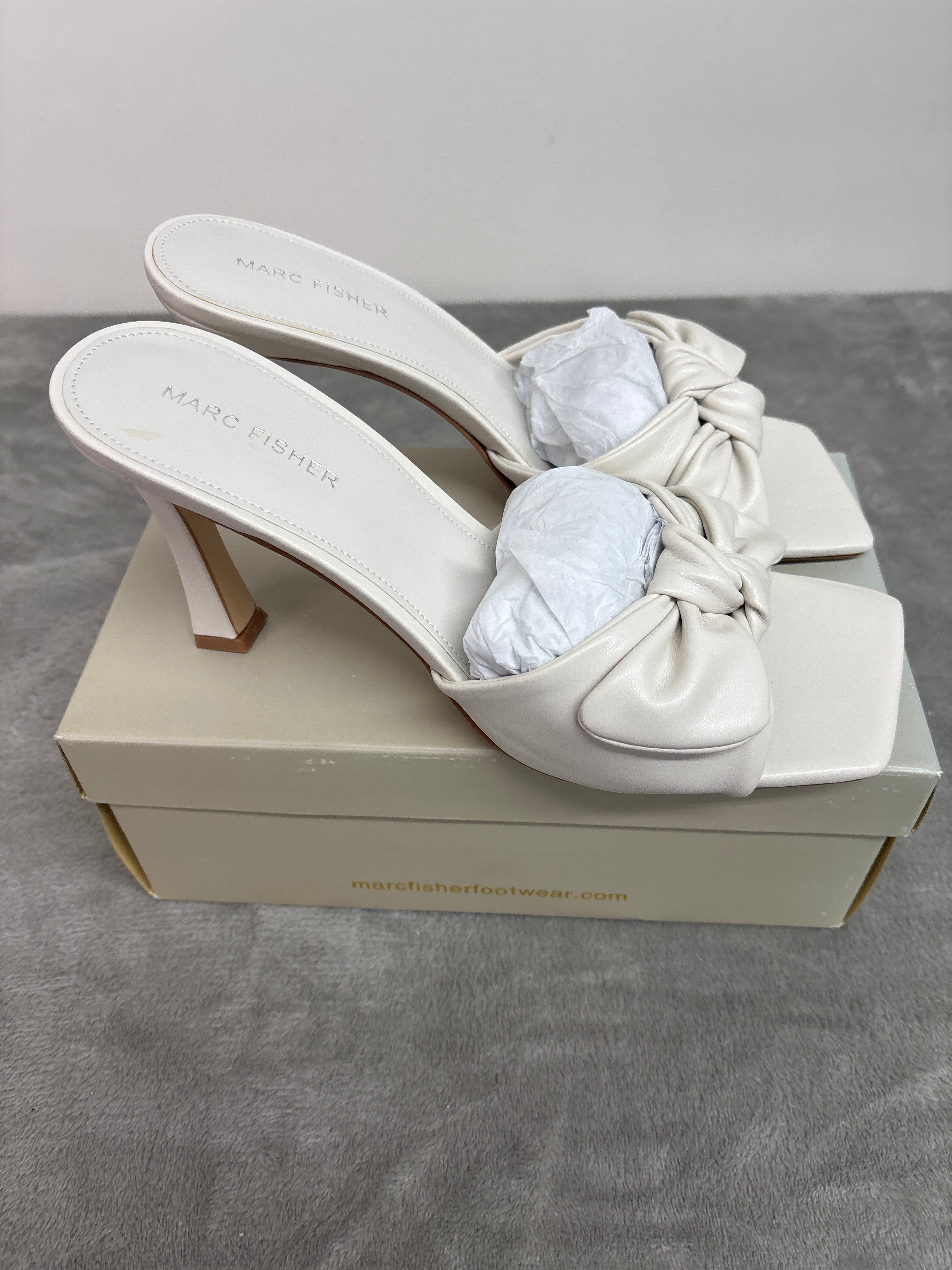 Marc fisher square-toe heeled mules