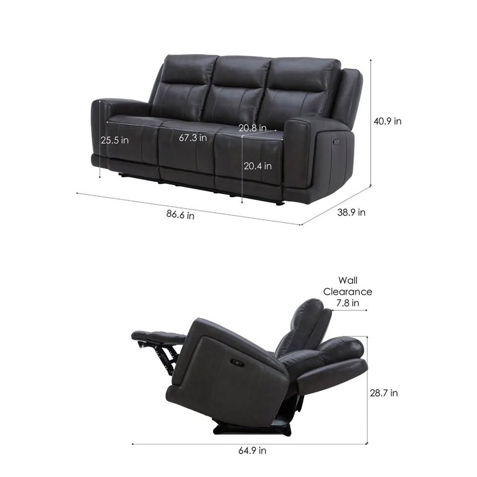 Lauretta Leather Power Reclining Sofa with Power Headrests