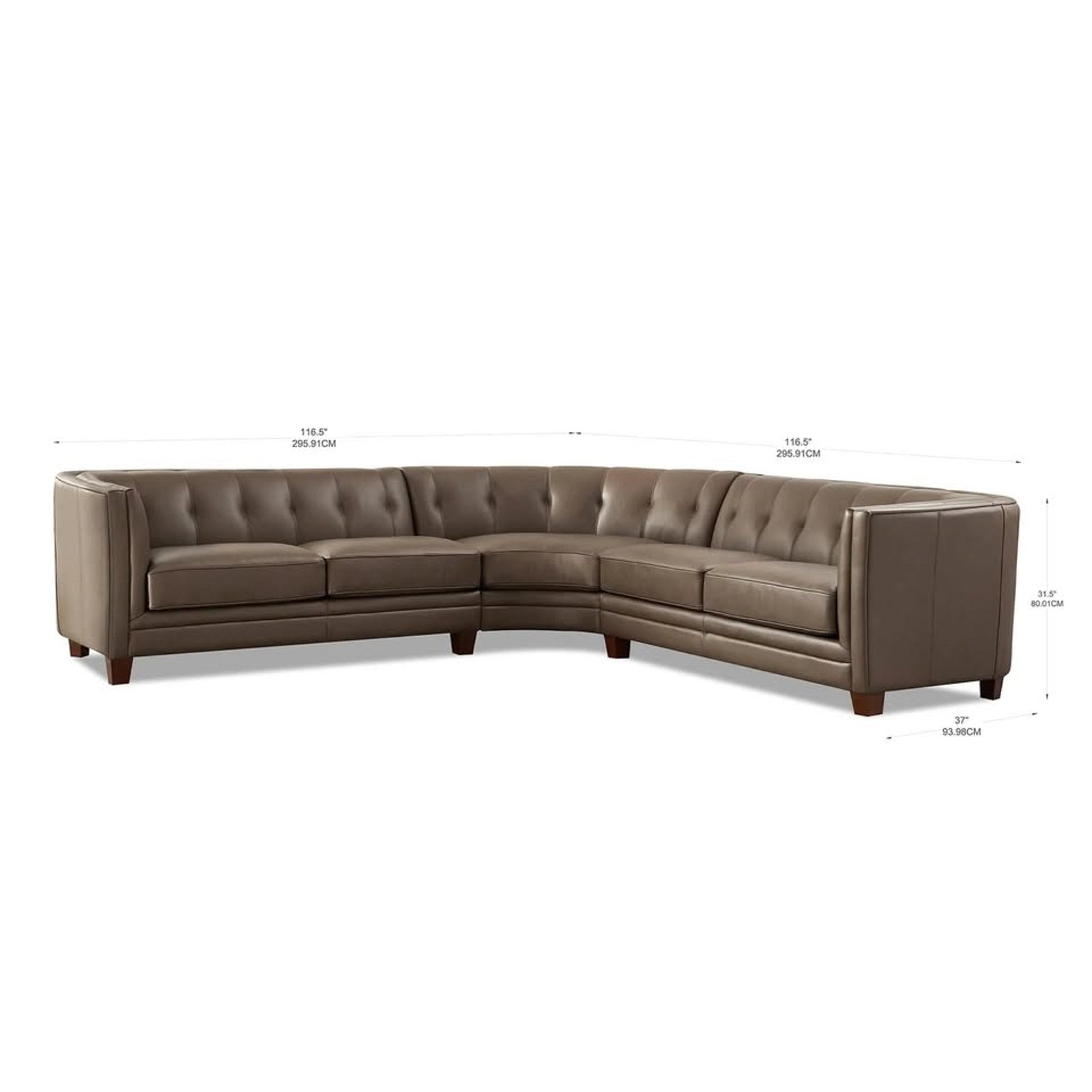 Bellevue Top Grain Leather 3 piece Sectional