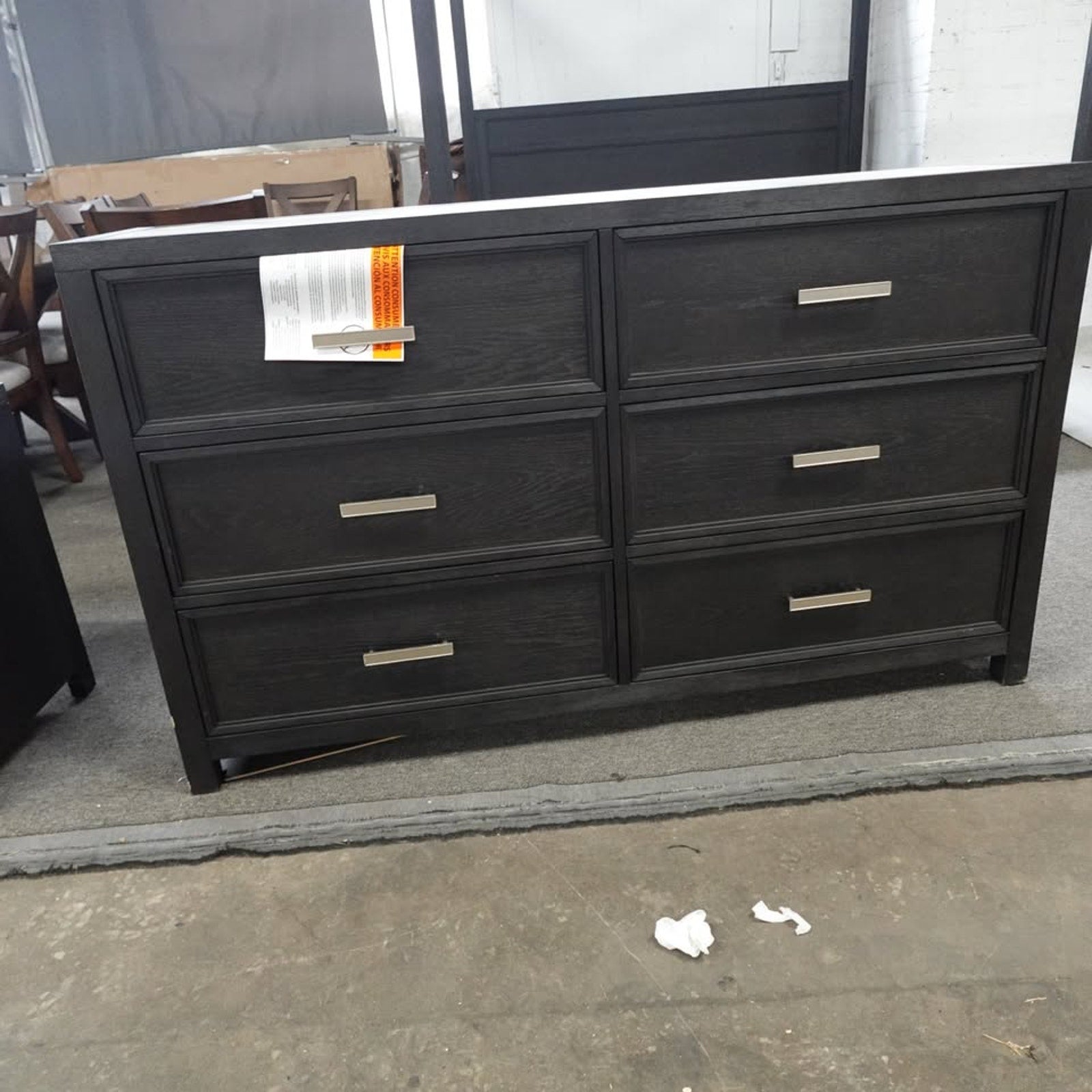 Bellevue King Canopy Bed + Nightstands & Dresser Black