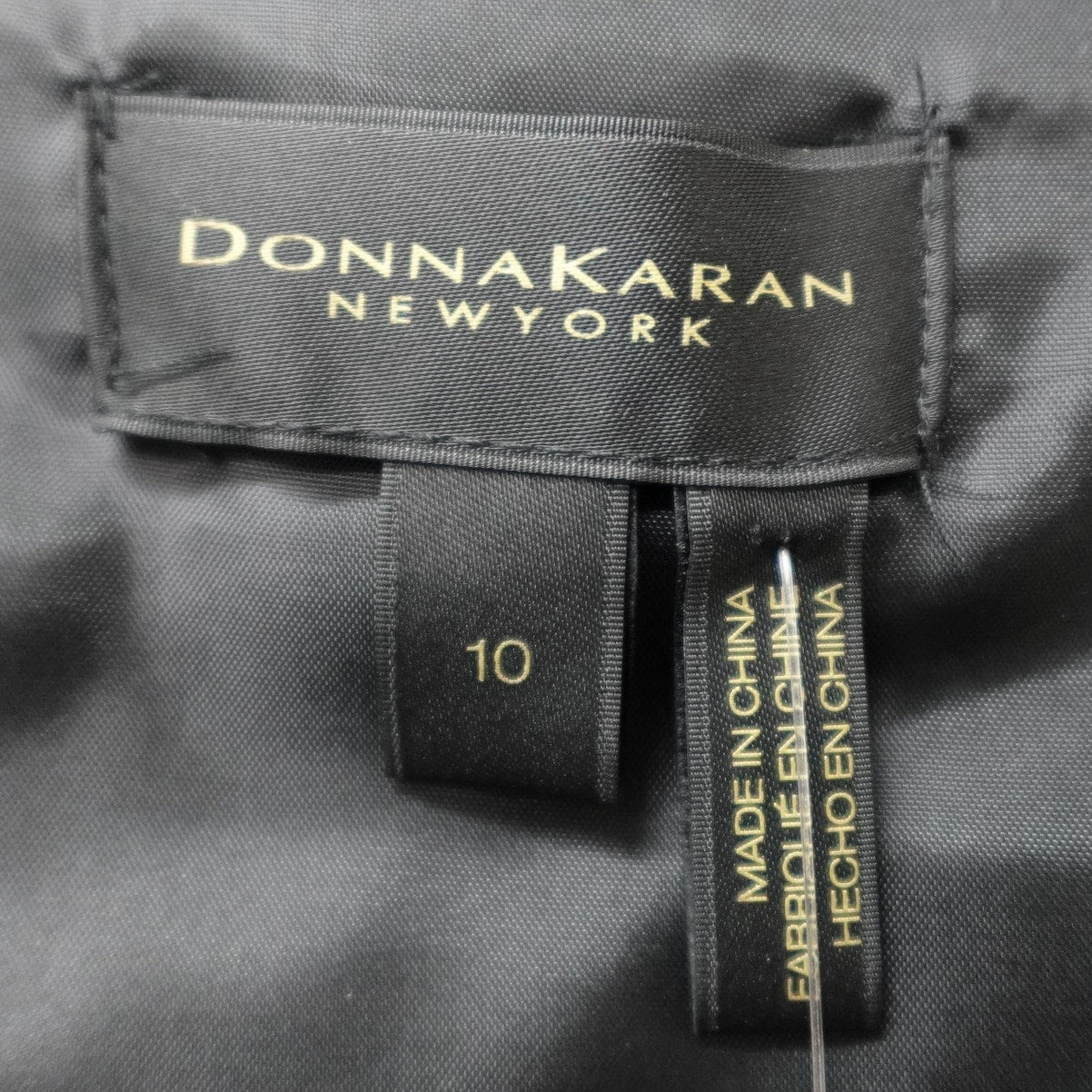 Donna Karan New York Size 10 Black Sequin Short Sleeve Button Up Belted Dress NWT