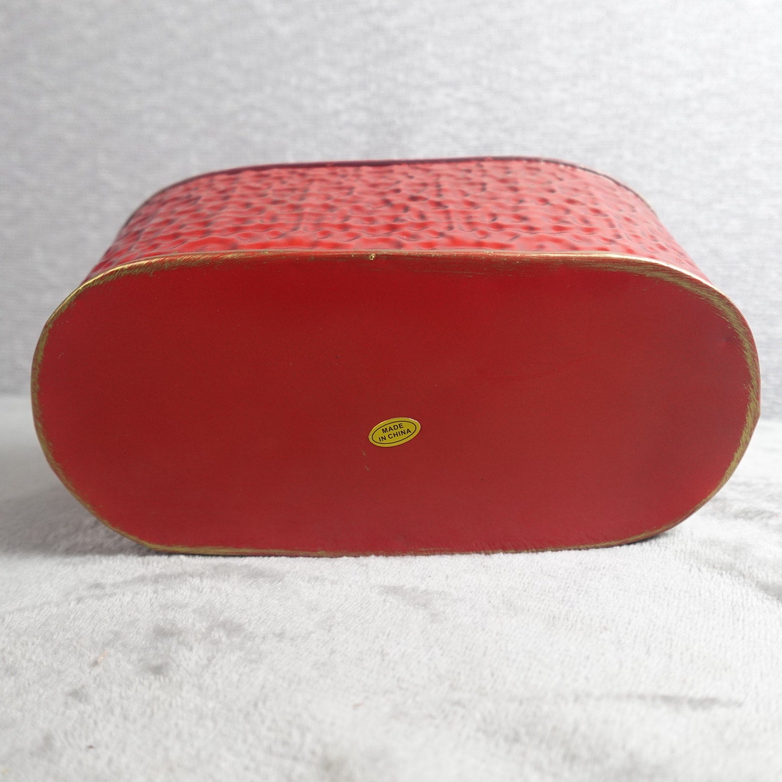Textured Red Metal Oval Planter Flower Pot Window Box Decorative Cachepot