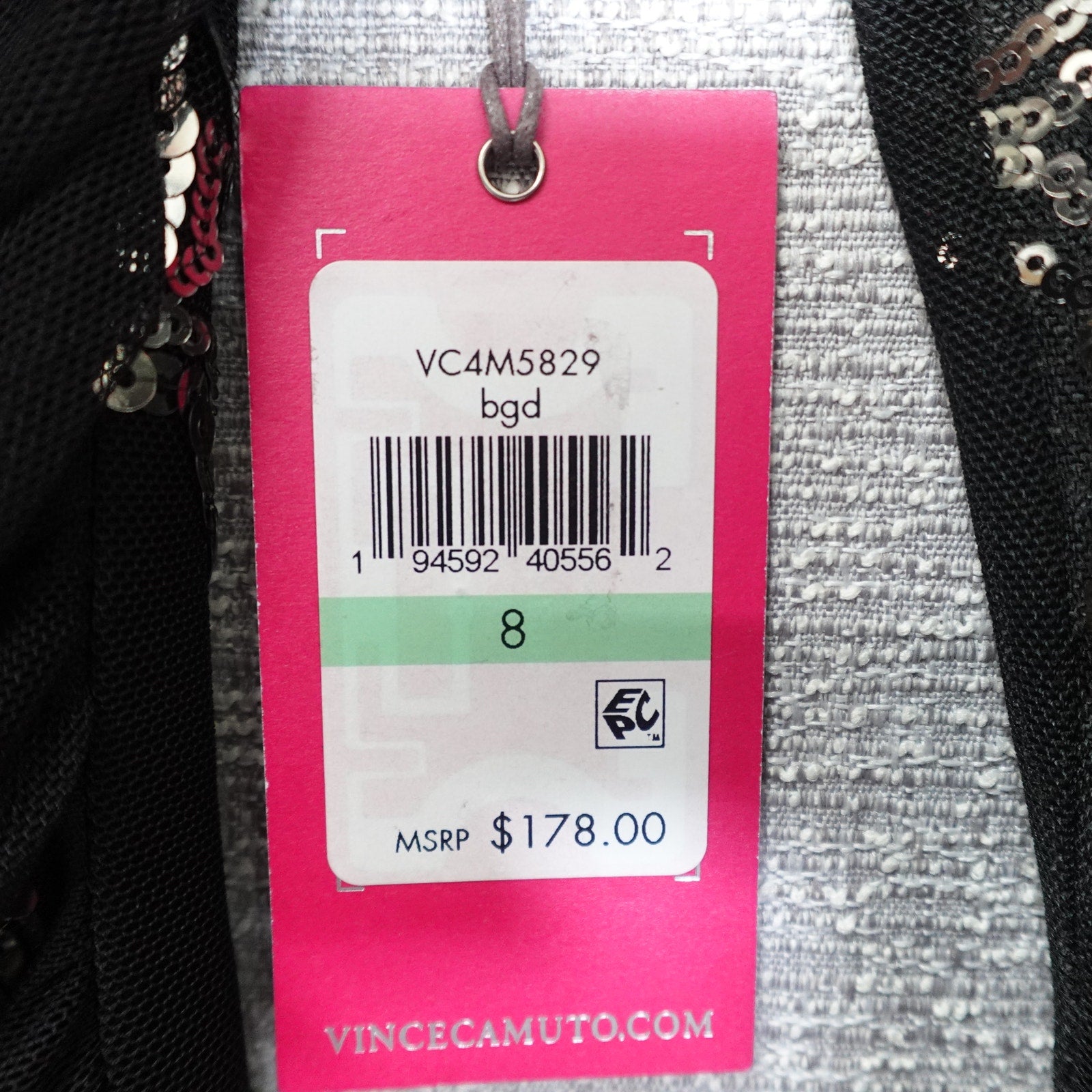 Vince Camuto Black Long Sleeve Mesh Dress with Sequin Stars Women's Size 8