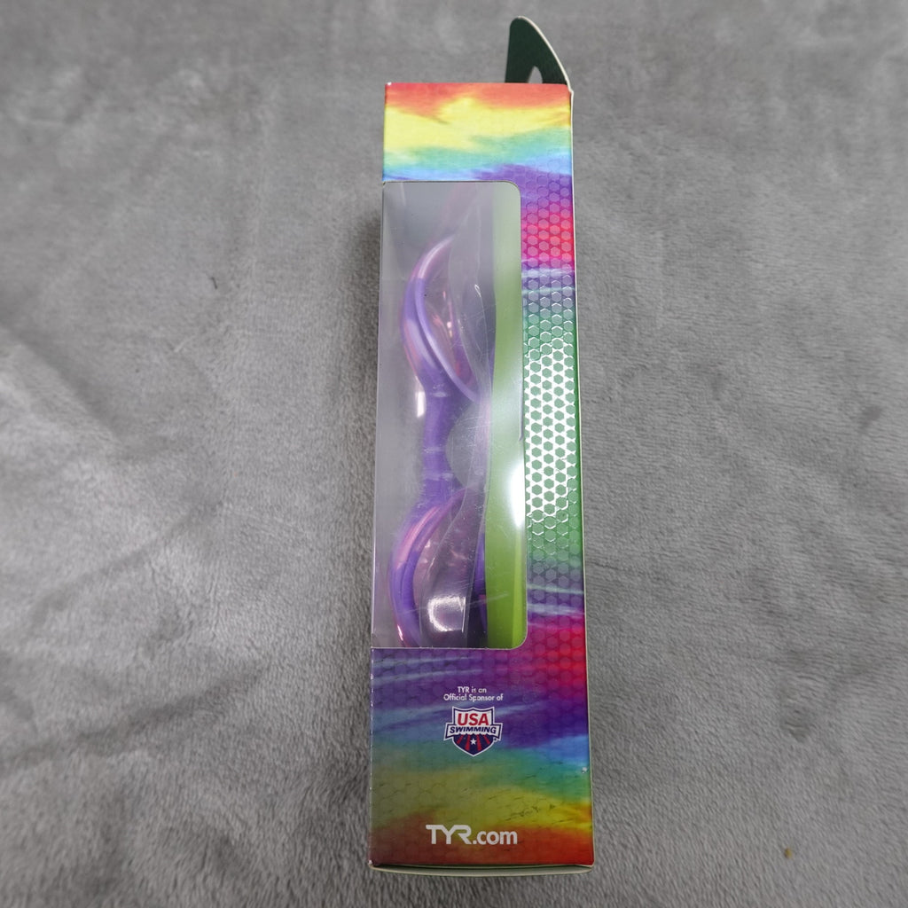 TYR Vesi Kids Tie Dye Purple/Pink Swim Goggles Ages 3-10 New