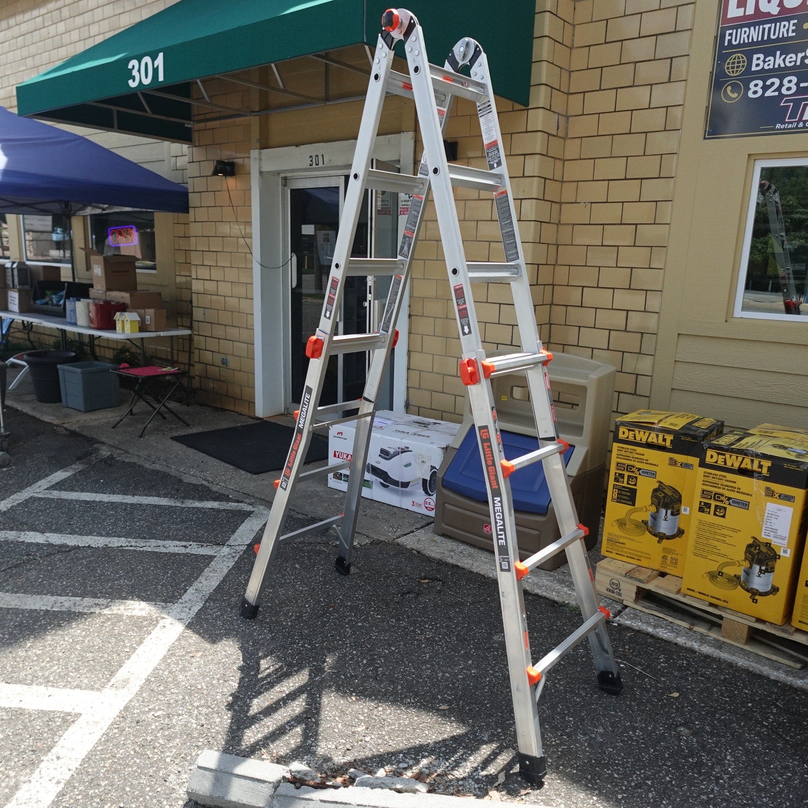Little Giant MegaLite Multi-Position Ladder with Storage Rack