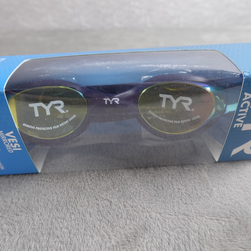 Lot of 4 TYR Vesi Mirrored Swim Goggles Gold Navy Adult Size NEW