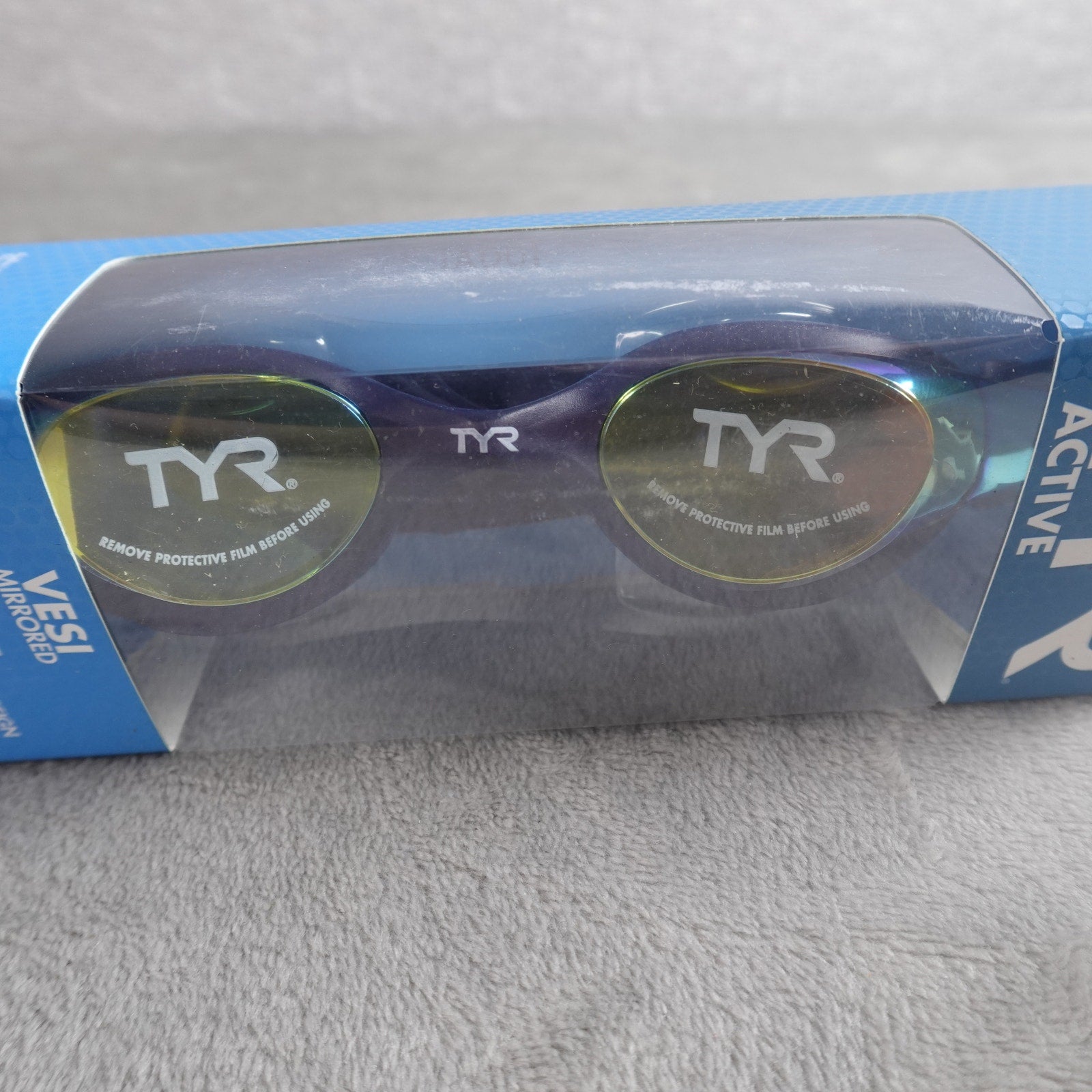 Lot of 4 TYR Vesi Mirrored Swim Goggles Gold Navy Adult Size NEW