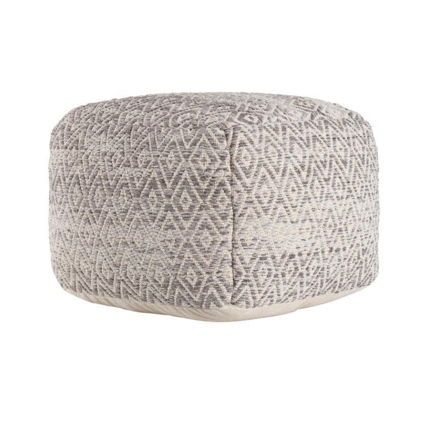 Anji Mountain Cherokee Slate Ottoman Pouf Woven 20" sq. x 16" Diamond Gray NEW