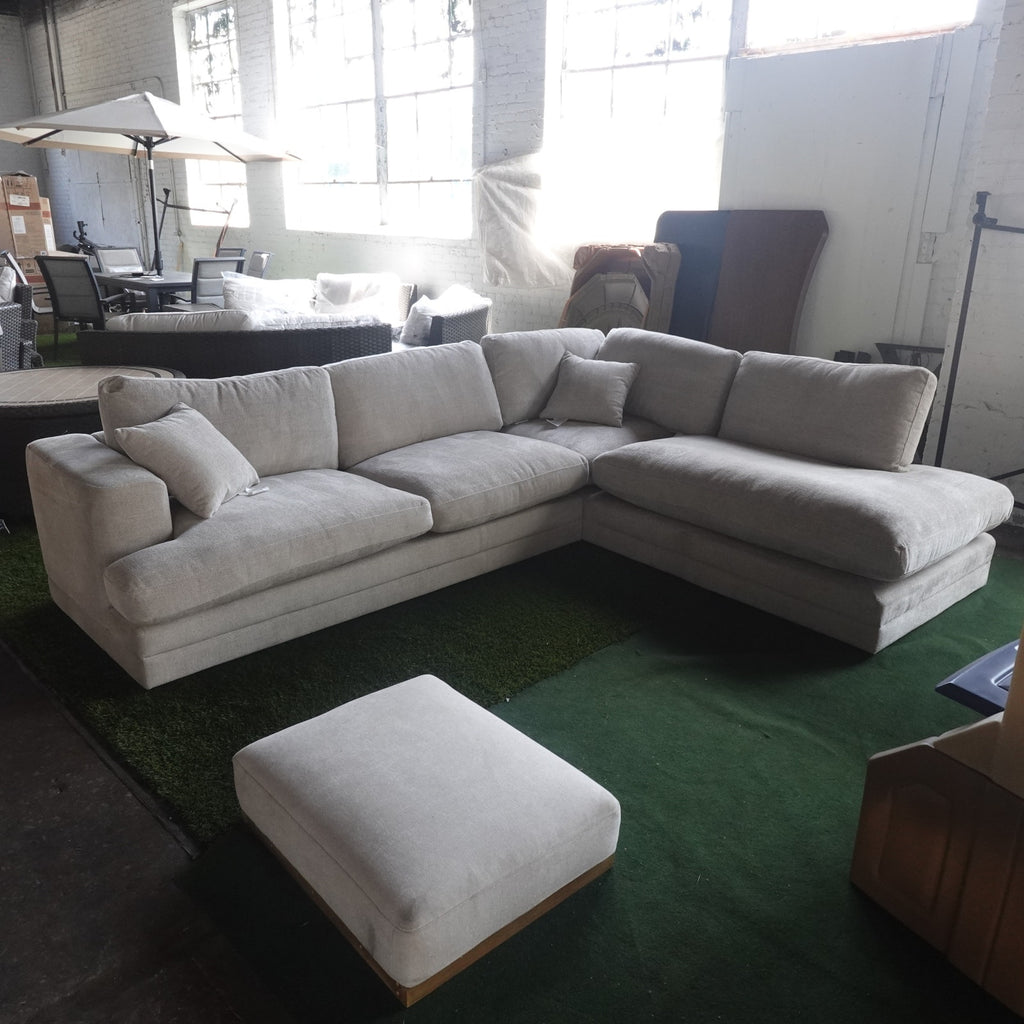 Aiden & Ivy Derry Sectional Sofa Beige Fabric L-Shaped Couch New