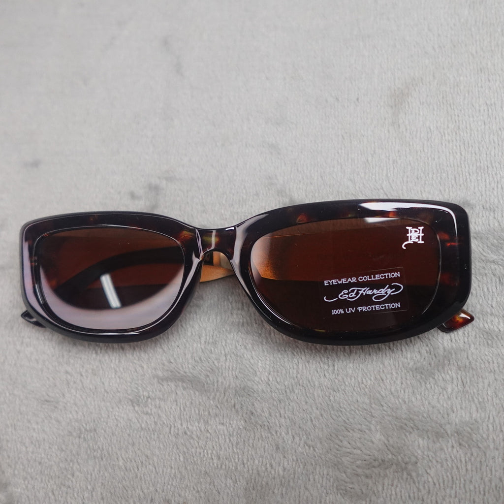 Ed Hardy Eternal Love Kabuki Sunglasses Brown Tortoise UV400 NEW