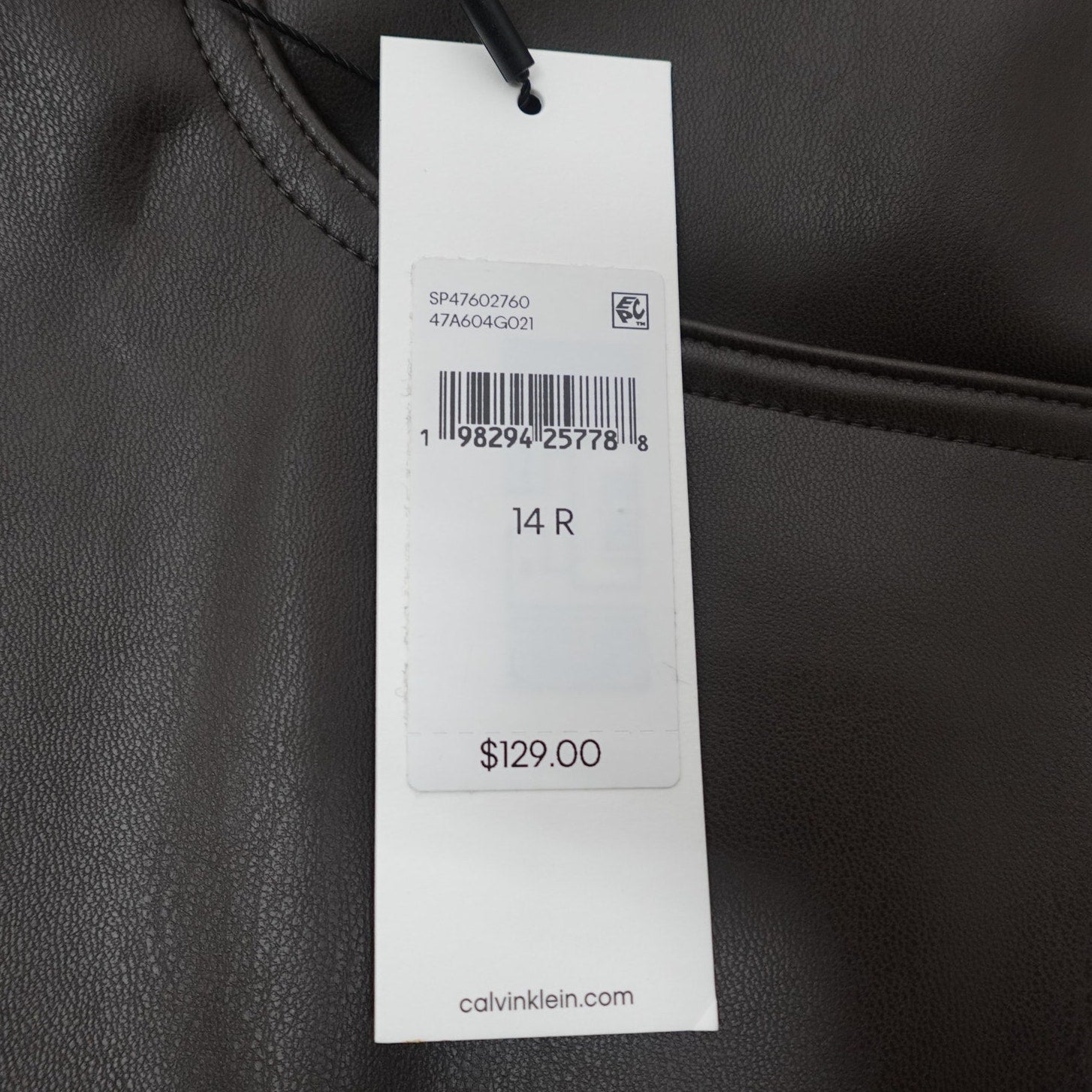 Calvin Klein Women's Faux Leather 90s Pants Mulch Brown - 14