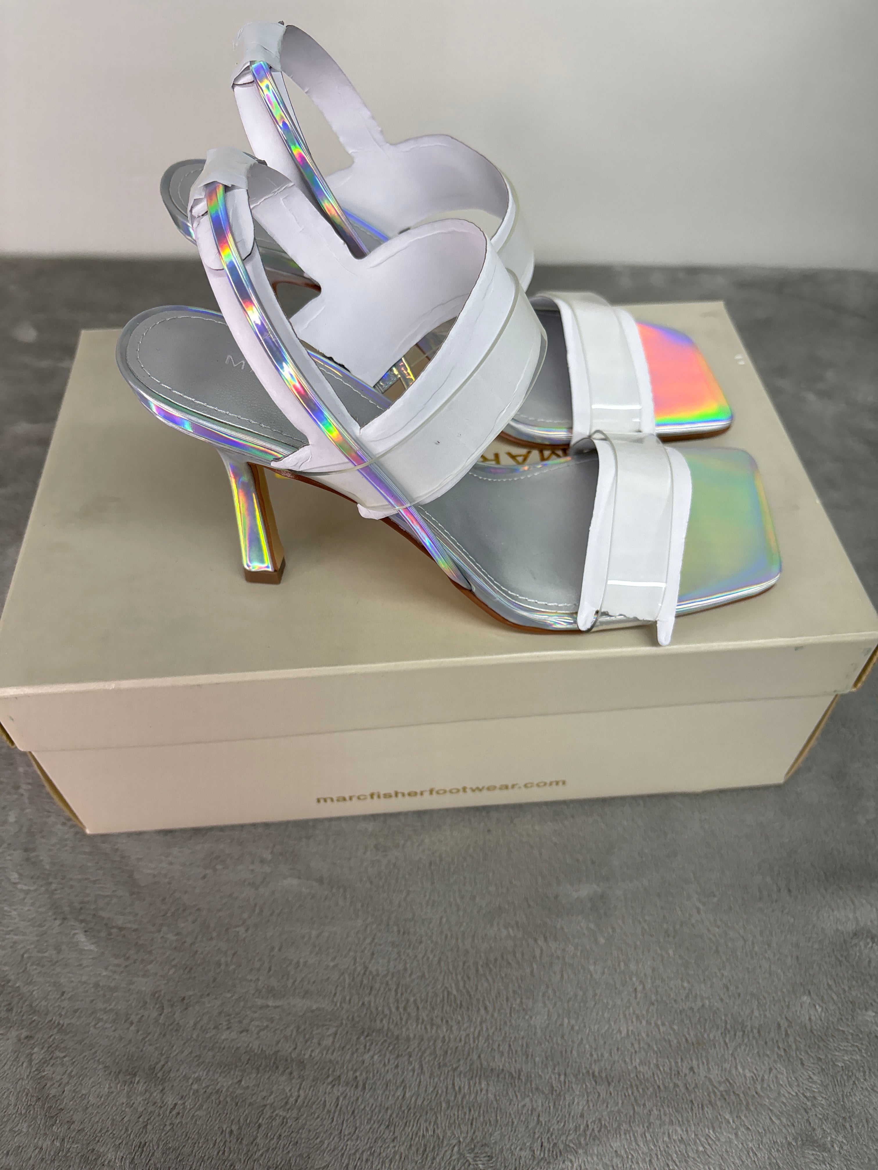 Marc fisher silver high-heeled sandals