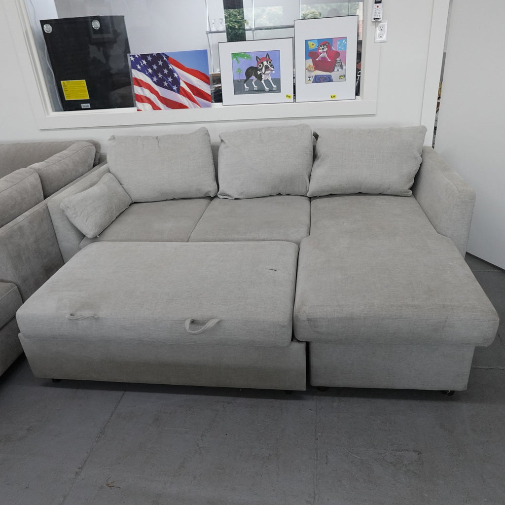 Coddle Luke Sleeper Sofa Reversible Chaise Storage USB Power Gray Fabric