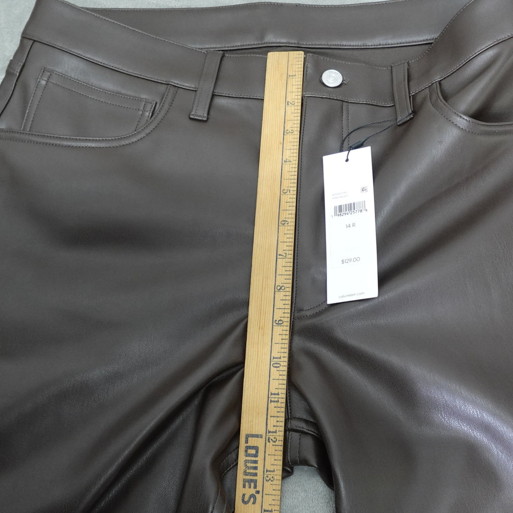 Calvin Klein Women's Faux Leather 90s Pants Mulch Brown - 14