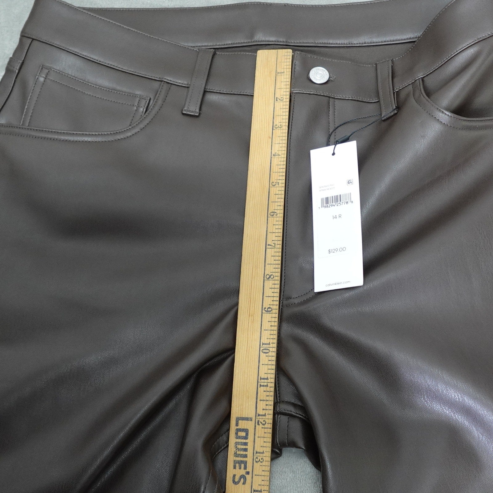 Calvin Klein Women's Faux Leather 90s Pants Mulch Brown - 14