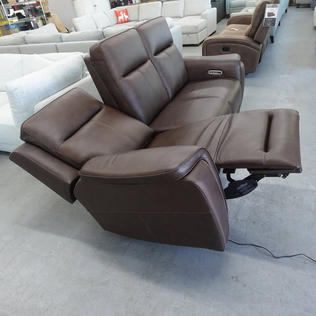 Flexsteel Griffin Italian Leather Power Reclining Sofa with Power Headrests