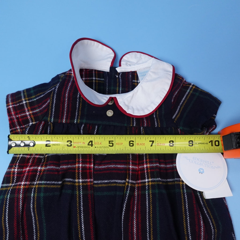 NWT Edgehill Collection Baby Girl Plaid Bubble Romper Size 3M Peter Pan Collar