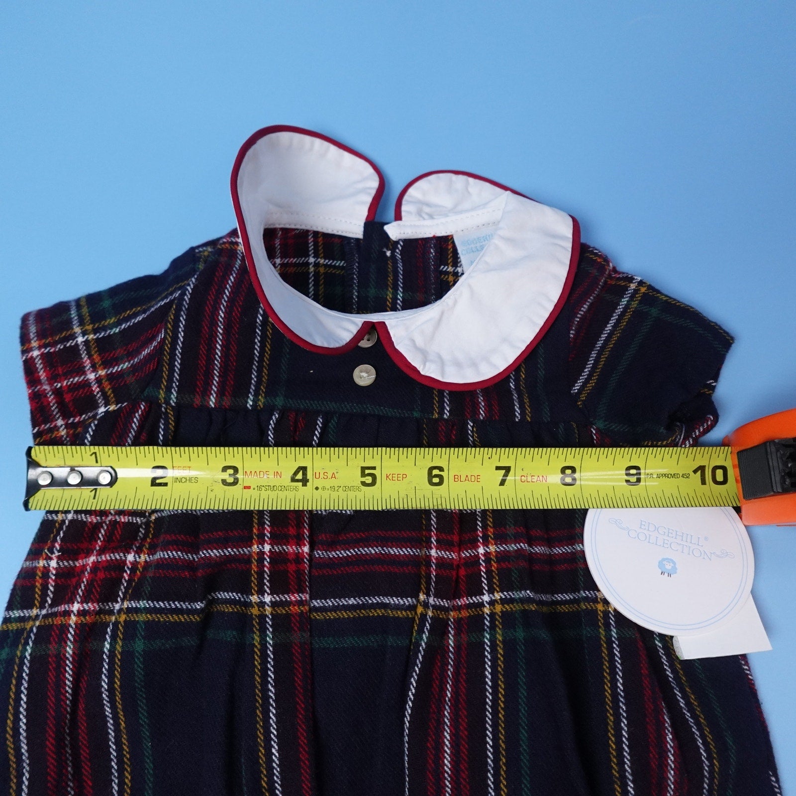 NWT Edgehill Collection Baby Girl Plaid Bubble Romper Size 3M Peter Pan Collar