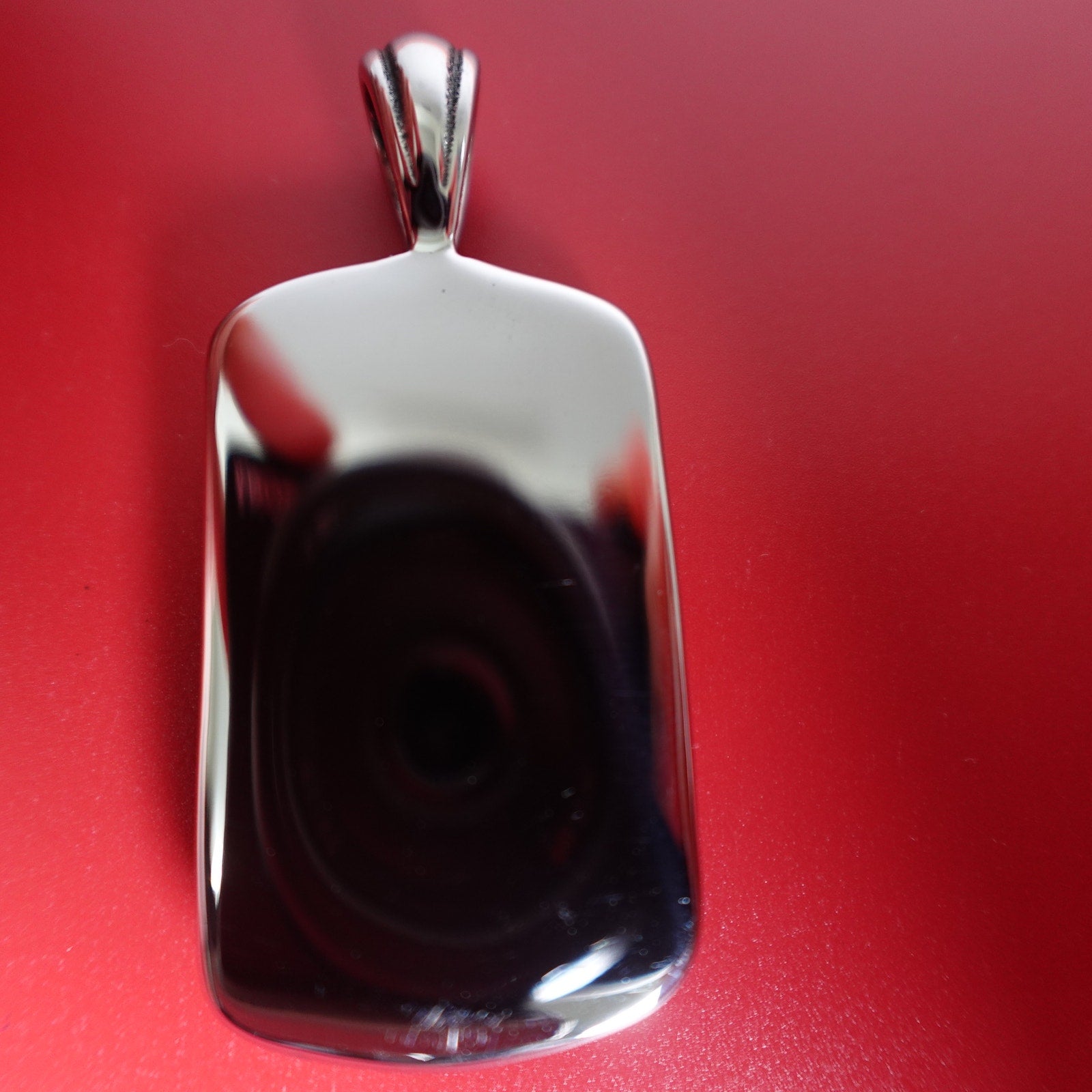 Stainless Steel Red Cubic Zirconia Encrusted Dog Tag with Skulls SP-1810