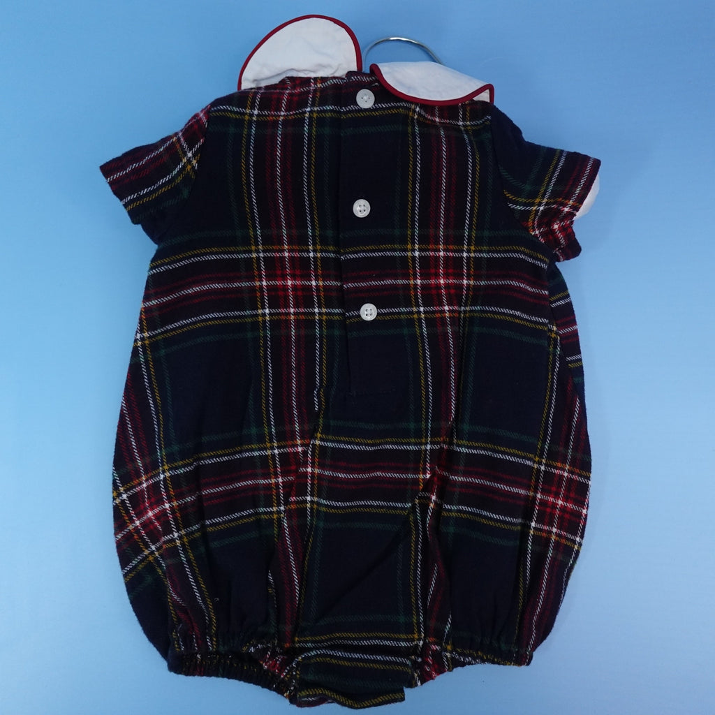 NWT Edgehill Collection Baby Girl Plaid Bubble Romper Size 3M Peter Pan Collar