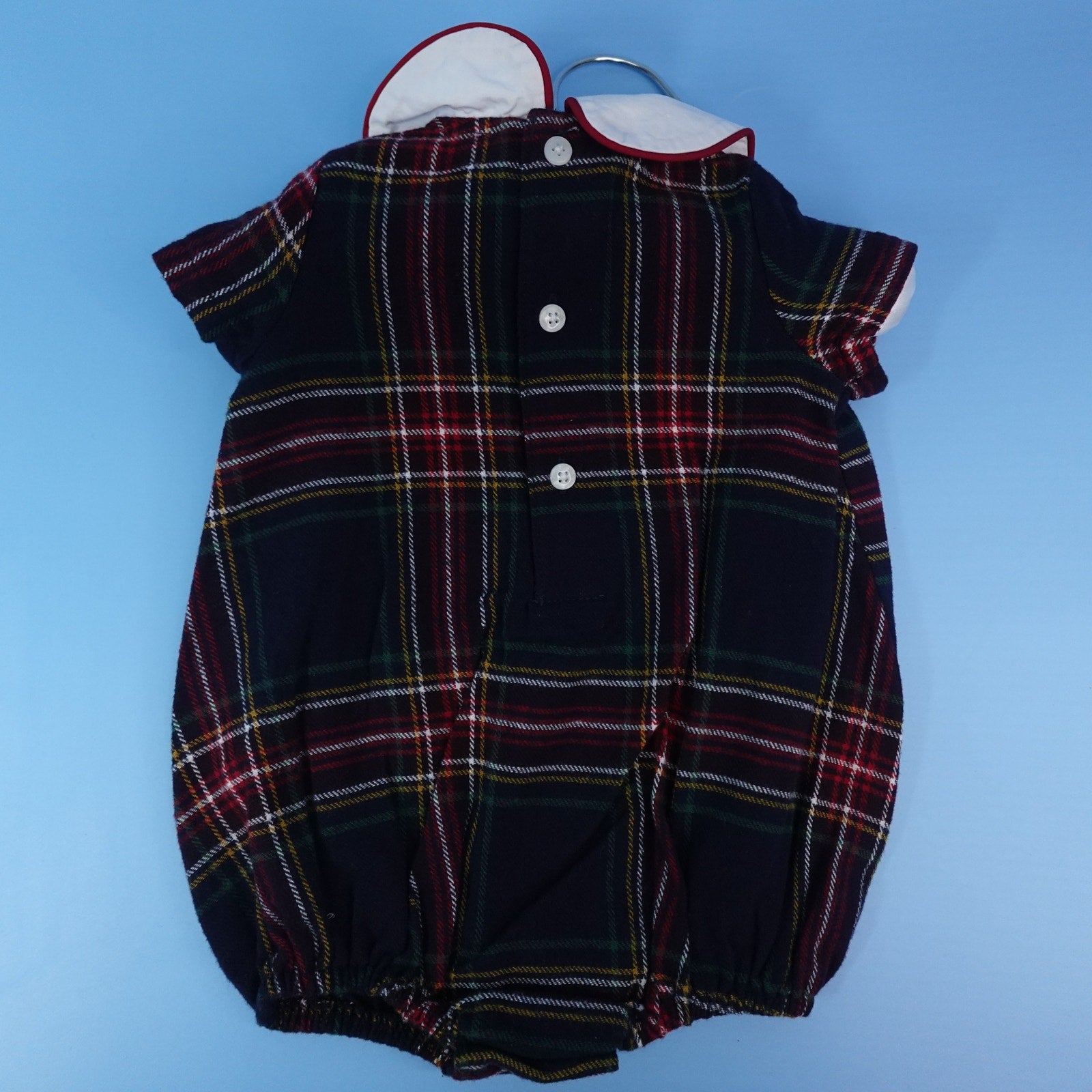NWT Edgehill Collection Baby Girl Plaid Bubble Romper Size 3M Peter Pan Collar