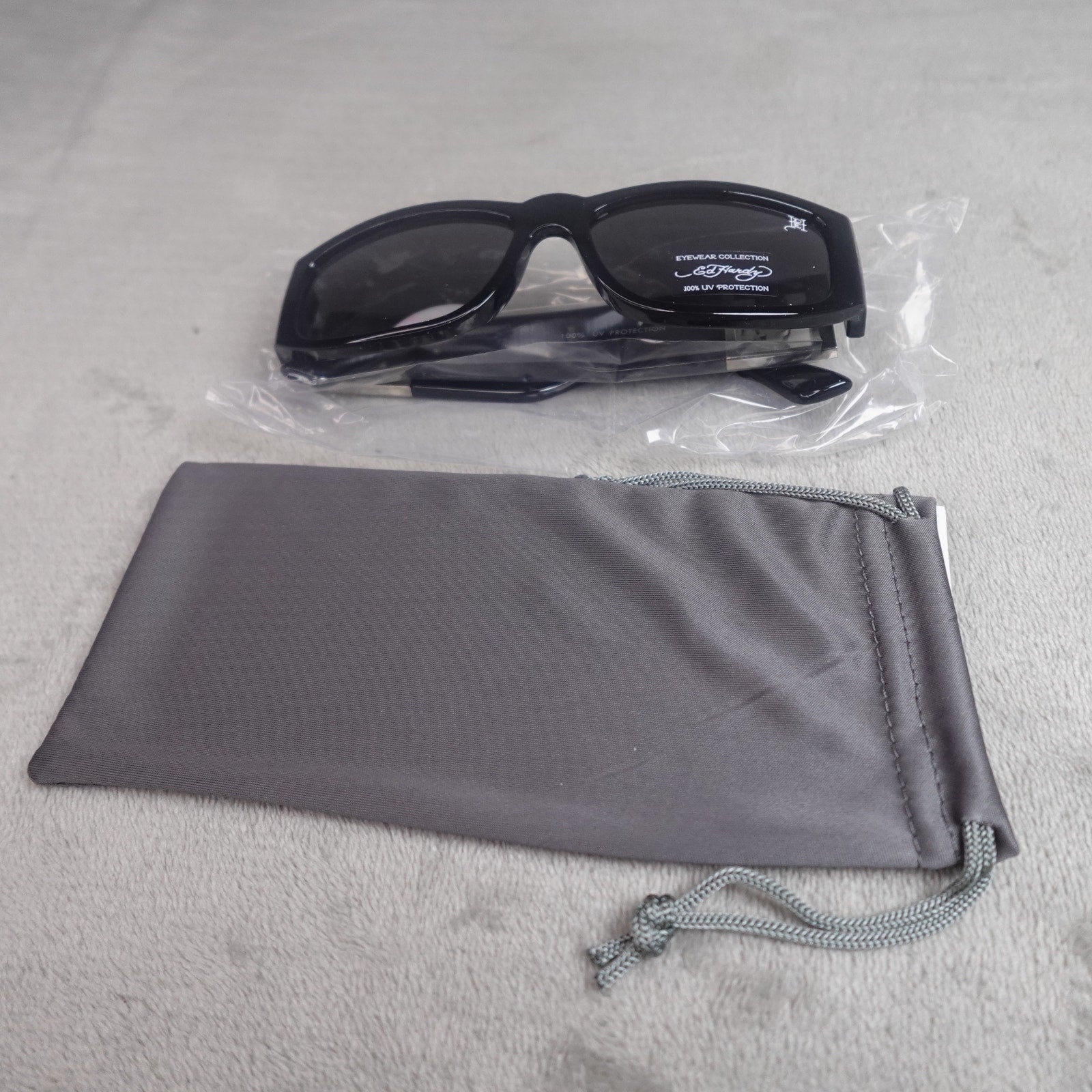 Ed Hardy Ed Trinity Sunglasses Black Shield UV400 NEW