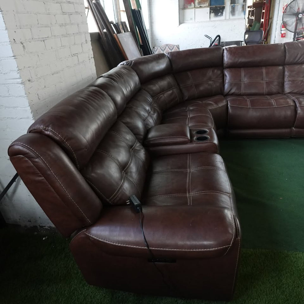 Concord 6-Piece Leather Power Reclining Sectional with Power Headrests