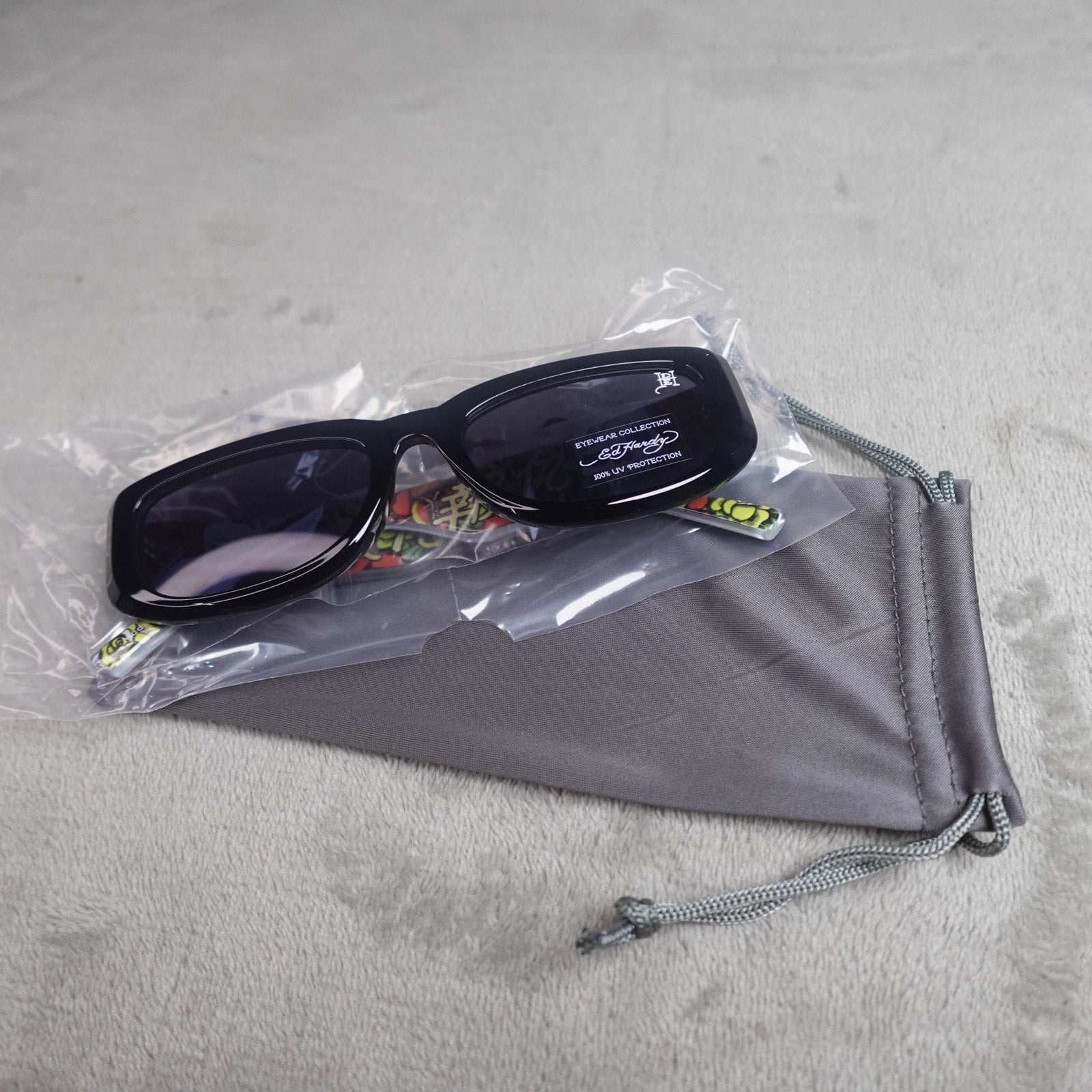 Ed Hardy Ed Kabuki Sunglasses Black UV400 Eternal Love NEW