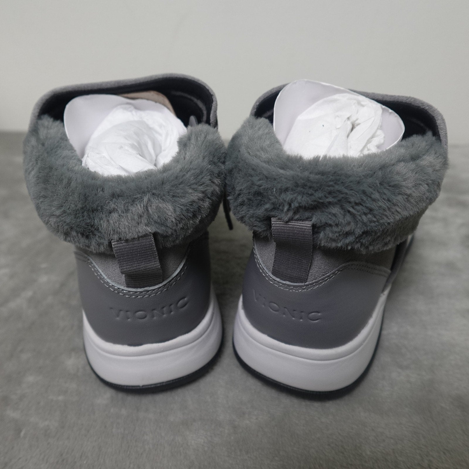 Vionic Norwood Faux Fur Ankle Boots Charcoal Women’s 7 M New w/ Box