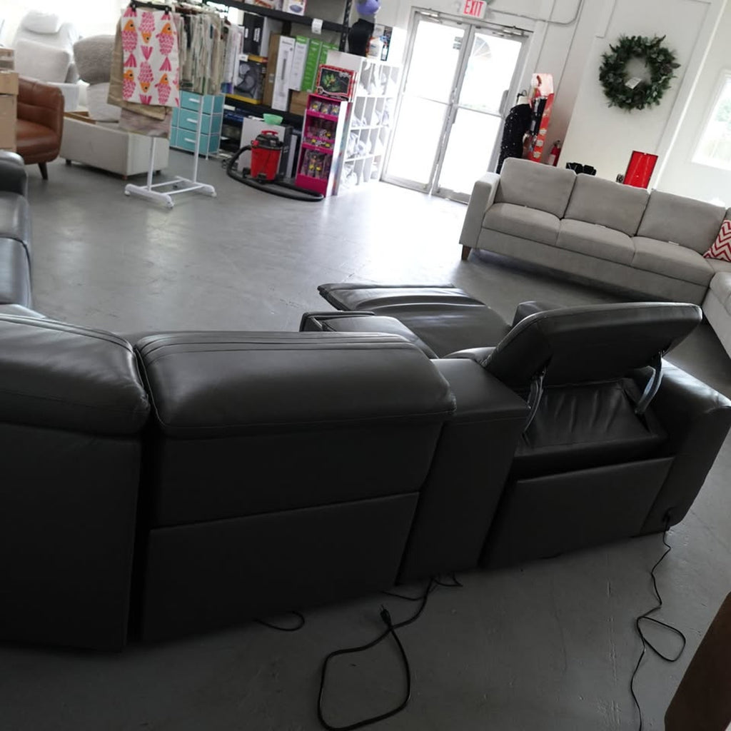 Karson Leather Power Reclining Sectional with Power Headrests