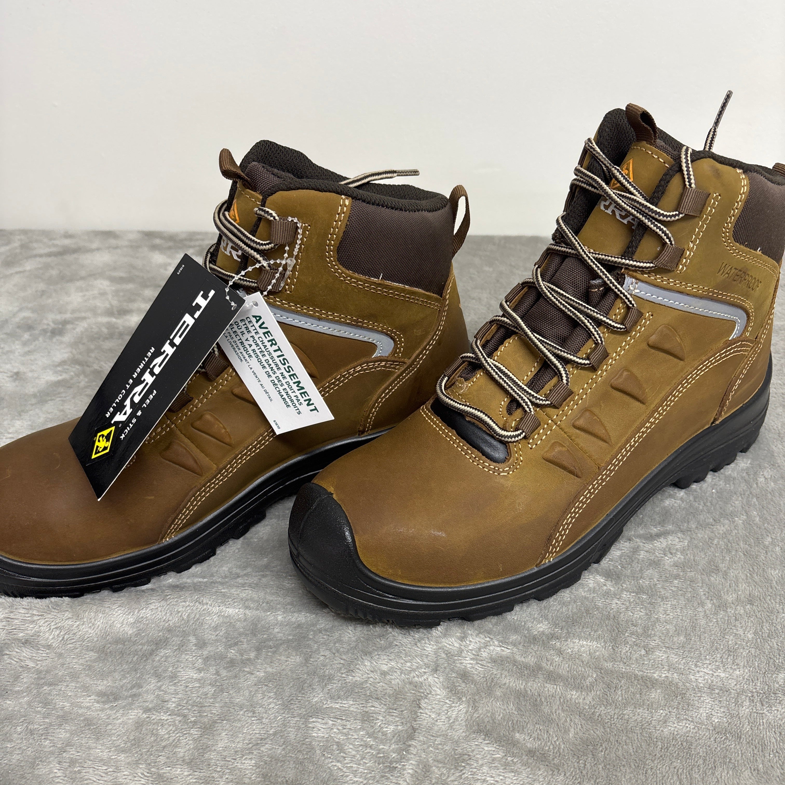Terra Findlay Mens 8.5M Brown Waterproof Composite Toe Work Boots New