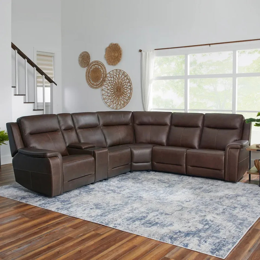 Flexsteel Griffin Italian Leather Zero Gravity Reclining Sectional with Power Headrests