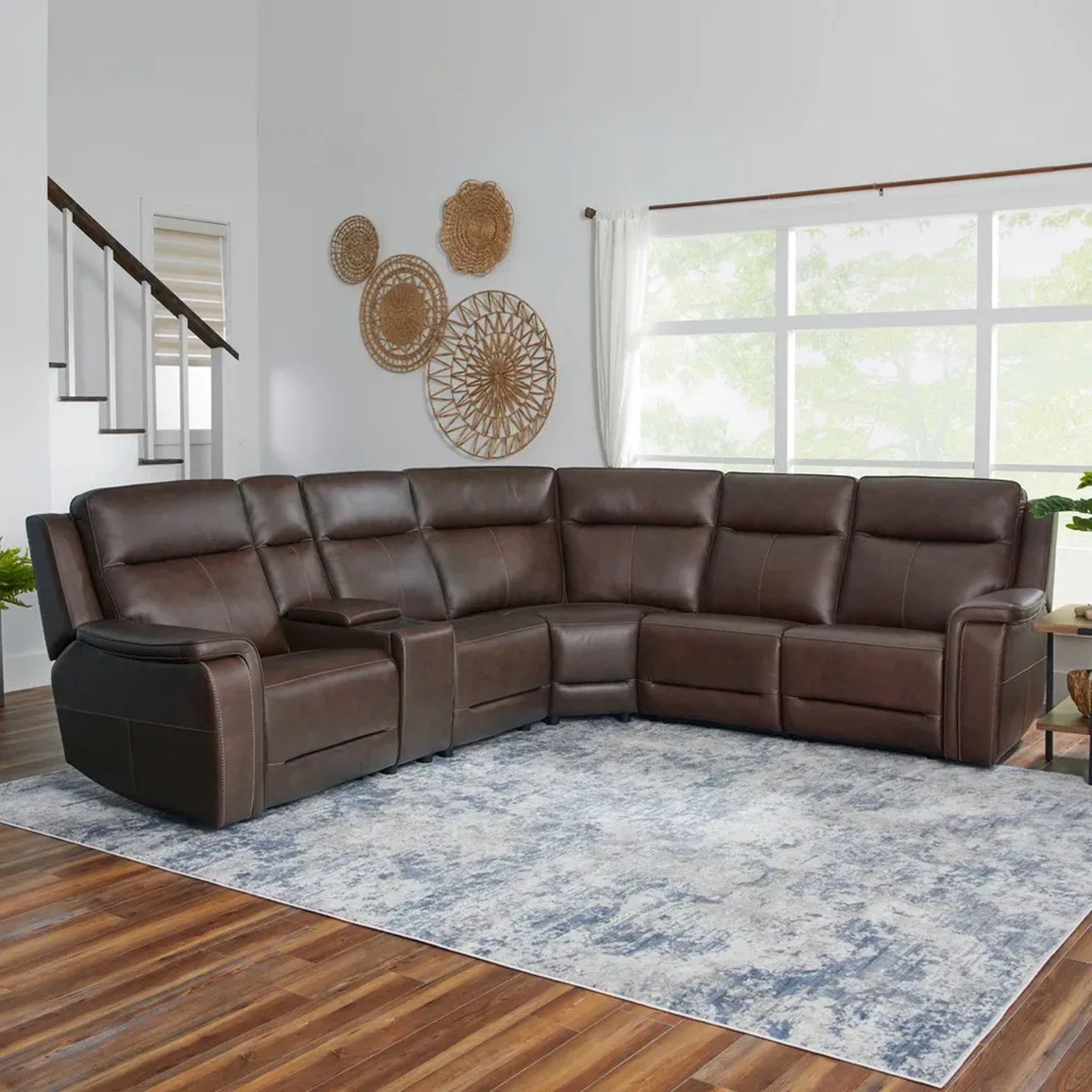 Flexsteel Griffin Italian Leather Zero Gravity Reclining Sectional with Power Headrests