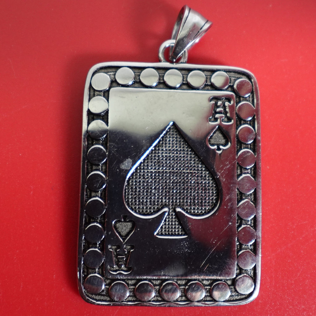 Two Tone Ace of Spades Stainless Steel Necklace Pendant SP-266